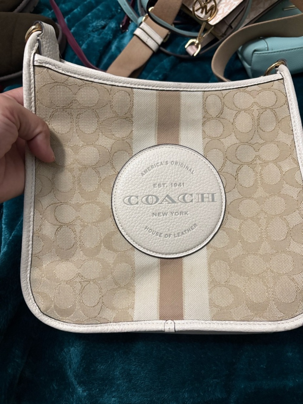 Coach Cream Pebbled Leather Interior Crossbody